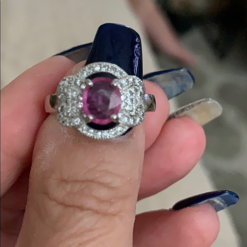 Sterling silver ring Alexandrite stone & crystals
